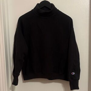 Champion Black Turtleneck Pullover Mock Neck Reverse Doubke Weave